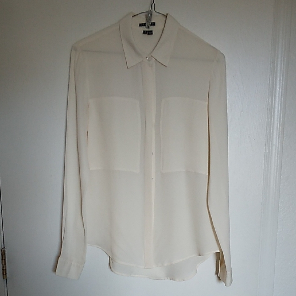 Theory Women's White Silk Dress Shirt